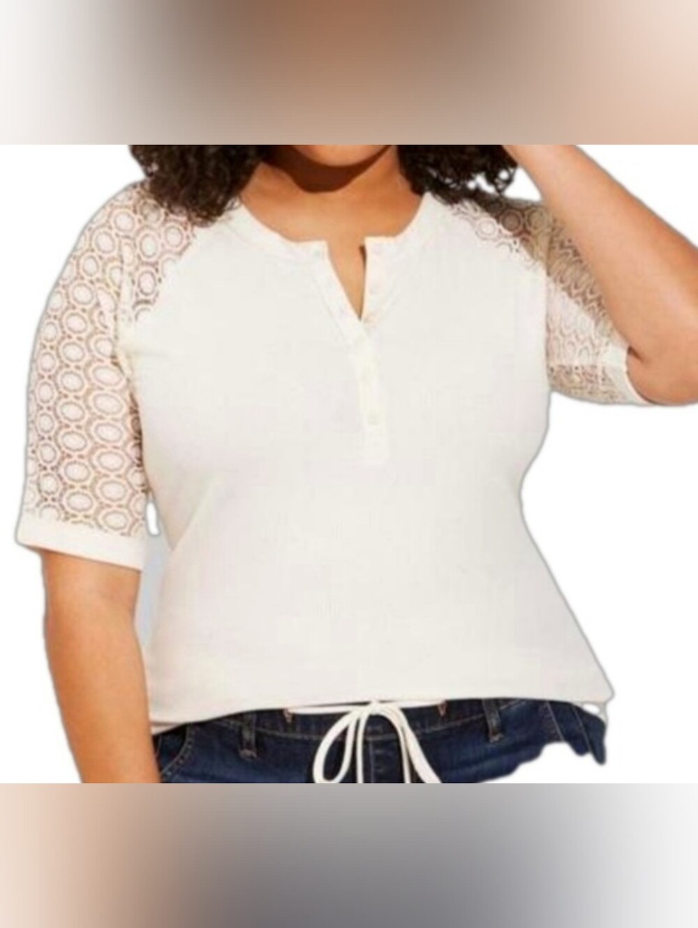 Torrid Fitted Super Soft Rib Lace Inset Raglan Henley Pristine 3X. GUC.